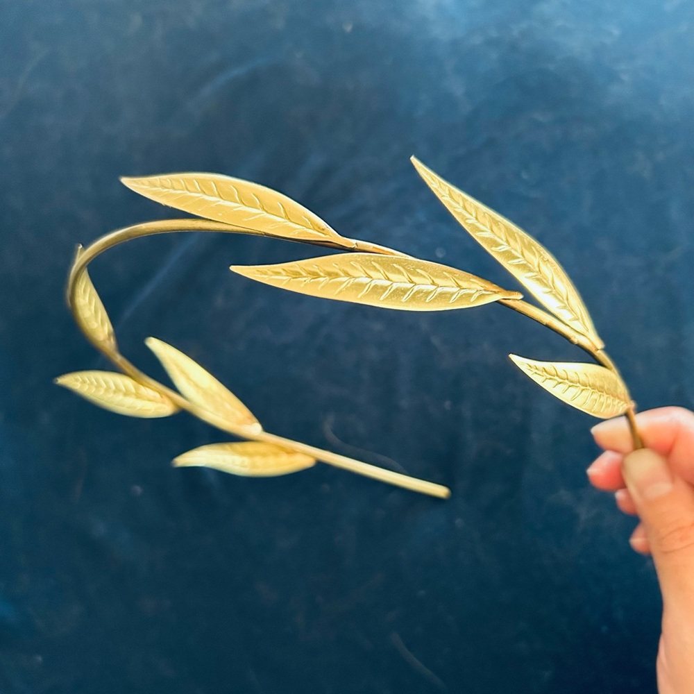 NWOT Adjustable Gold-Tone Olive Leaf Headband Crown Handmade In Greece